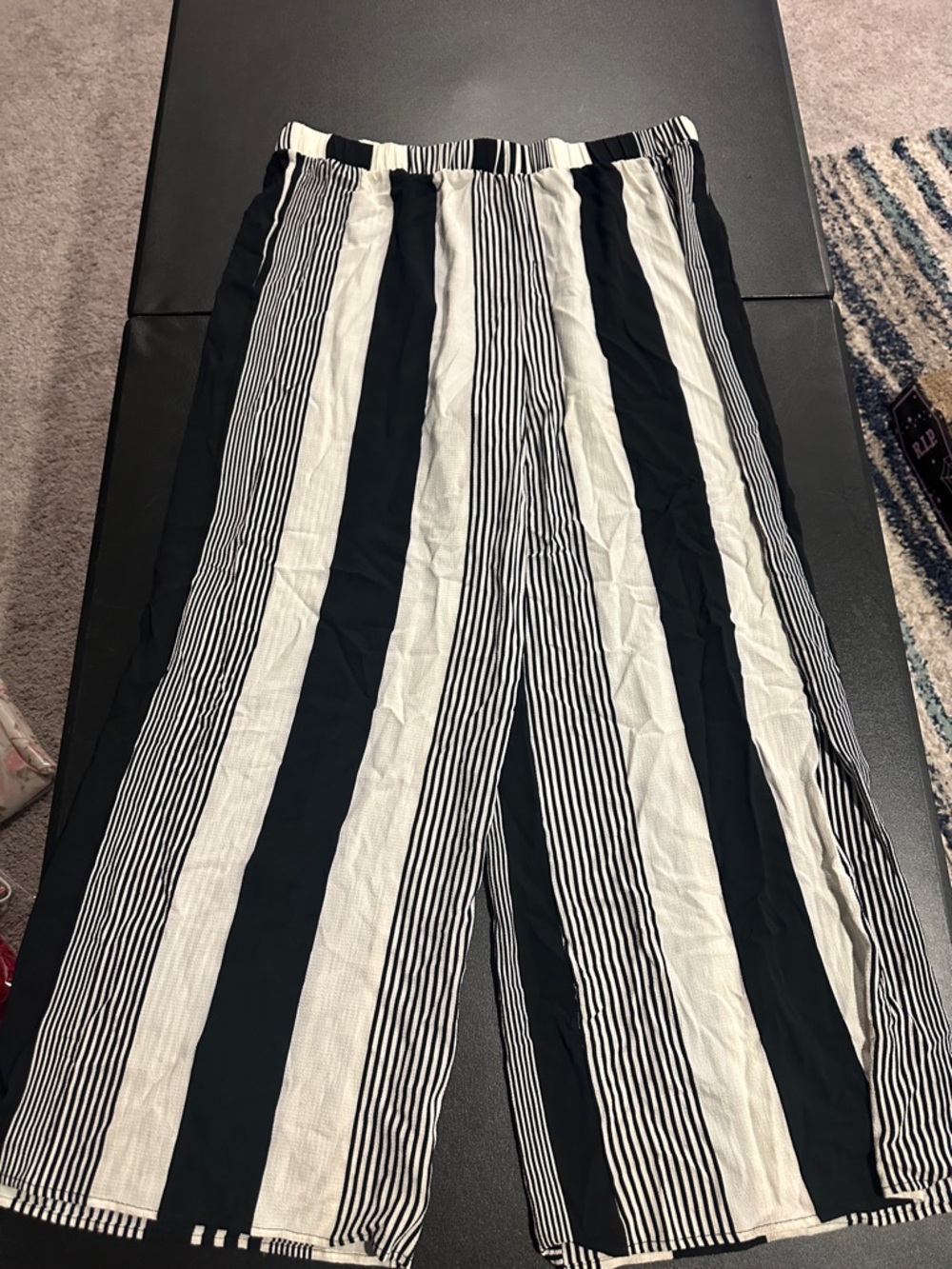 Forever 21 Black and White Striped Wide Leg Pants